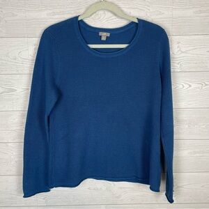 J. Jill Blue Knit Sweater Size Large Petite